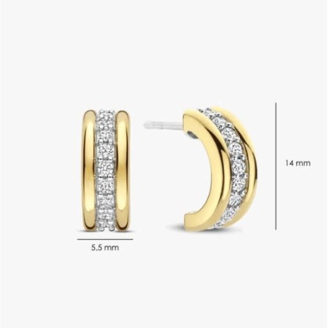 Ti Sento Milano Ti Sento Oorbellen 78100ZY Zilver Bi-color met Zirkonia 5mm x 19mm