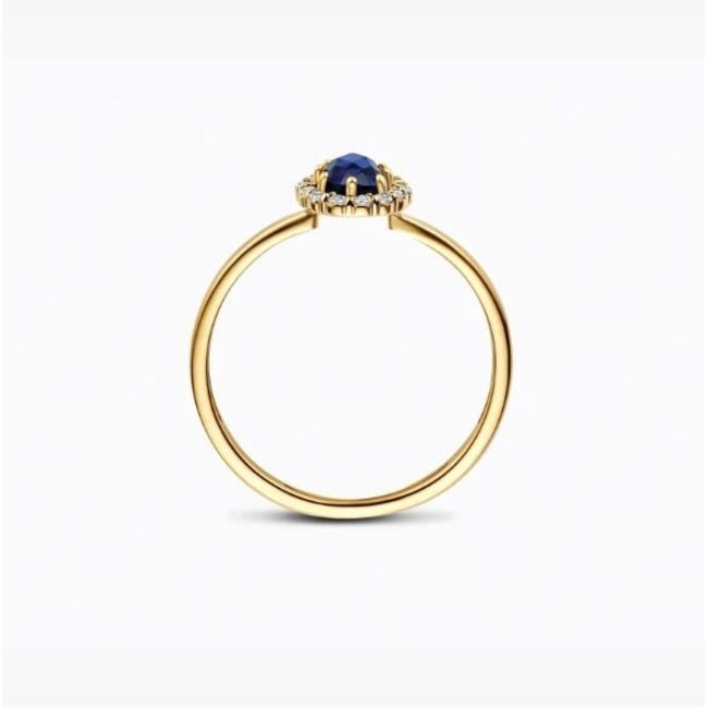 Blush Blush Ring LG1082Y/54 14k Geelgoud met 0.13crt G SI Labgrown Diamant en 0.50crt Labrown Saffier