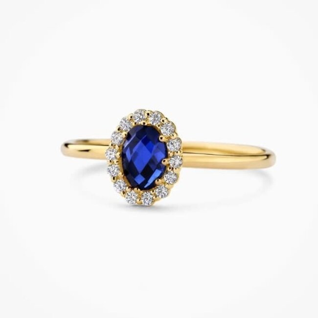 Blush Blush Ring LG1082Y/54 14k Geelgoud met 0.13crt G SI Labgrown Diamant en 0.50crt Labrown Saffier