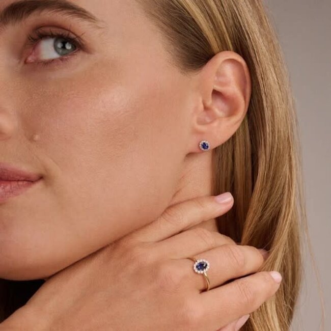 Blush Blush Ring LG1082Y/54 14k Geelgoud met 0.13crt G SI Labgrown Diamant en 0.50crt Labrown Saffier