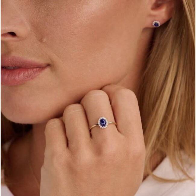 Blush Blush Ring LG1082Y/54 14k Geelgoud met 0.13crt G SI Labgrown Diamant en 0.50crt Labrown Saffier