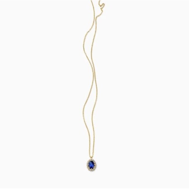 Blush Blush Collier LG3021Y 14k Geelgoud met 0.13crt G SI Labrown Diamant en Saffier 7.3mm x 8.9mm