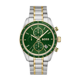 BOSS Boss Horloge HB1514345 Grand Prix Vitesse Staal Quartz Chronograaf Bi-Color met Groene Wijzerplaat 44mm