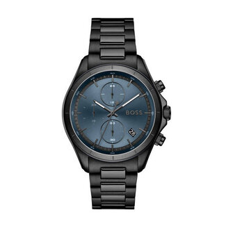 BOSS Boss Horloge HB1514337 Bosslatic  Zwart Staal Chronograaf met Blauwe Wijzerplaat 42mm