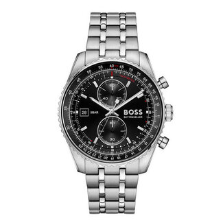 BOSS Boss Horloge HB1514349 Skytraveller Pro Staal Quartz Chronograaf met Zwarte Wijzerplaat 43mm