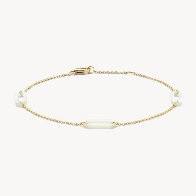 Blush Blush Armband 2267YMP 14k Geelgoud met Mother of Pearl Schakels 4mm x 10mm 16.5-18cm