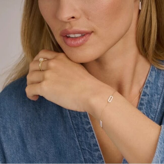 Blush Blush Armband 2267YMP 14k Geelgoud met Mother of Pearl Schakels 4mm x 10mm 16.5-18cm