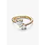 Pandora Pandora Ring 161198C01-48 Zilver met Geelgouden Plating met Dubbel Hart Zirkonia Maat 48