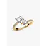 Pandora Pandora Ring 161198C01-52 Zilver met Geelgouden Plating met Dubbel Hart Zirkonia Maat 52
