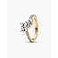 Pandora Pandora Ring 161198C01-52 Zilver met Geelgouden Plating met Dubbel Hart Zirkonia Maat 52