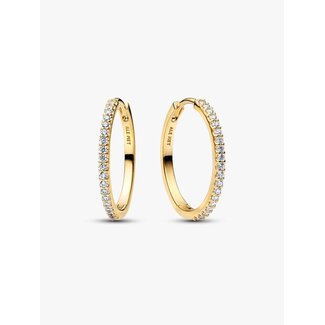 Pandora Pandora Oorbellen 264652C01 Zilver met Geelgouden Plating met Zirkonia 22mm