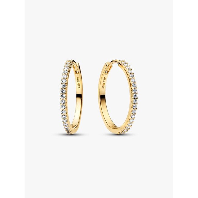 Pandora Pandora Oorbellen 264652C01 Zilver met Geelgouden Plating met Zirkonia 22mm
