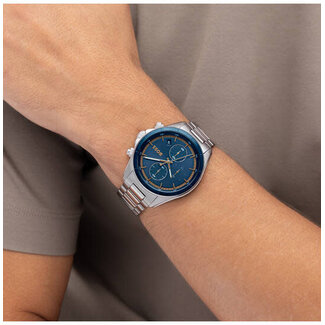 BOSS Boss Horloge HB1514336 Bosslatic Staal Chronograaf Quartz met Blauwe Wijzerplaat 42mm