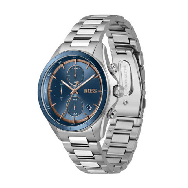 BOSS Boss Horloge HB1514336 Bosslatic Staal Chronograaf Quartz met Blauwe Wijzerplaat 42mm