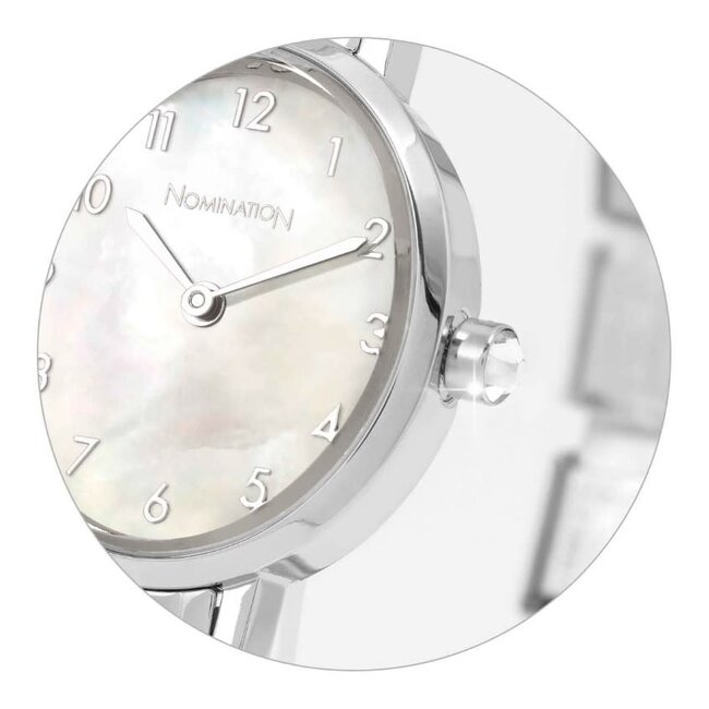 Nomination Nomination Horloge 076038-008 Paris met Stalen Zilverkleurige Band Mother of Pearl Wijzerplaat 26x28mm