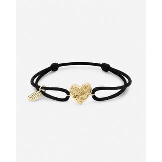 Buddha to Buddha Buddha to Buddha Armband 546BL GV Cord met Hart Zilver met Geelgouden Plating