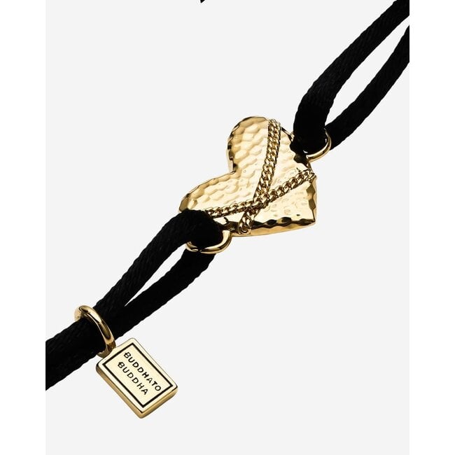 Buddha to Buddha Buddha to Buddha Armband 546BL GV Cord met Hart Zilver met Geelgouden Plating