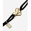 Buddha to Buddha Buddha to Buddha Armband 546BL GV Cord met Hart Zilver met Geelgouden Plating