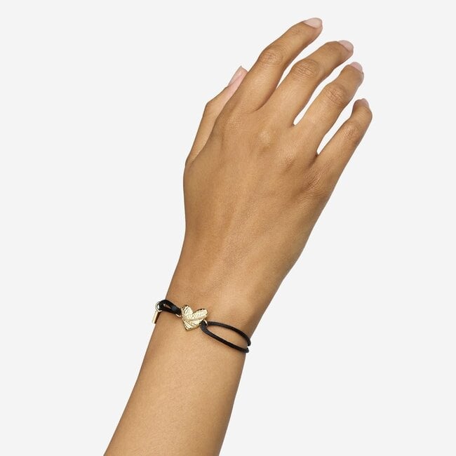 Buddha to Buddha Buddha to Buddha Armband 546BL GV Cord met Hart Zilver met Geelgouden Plating