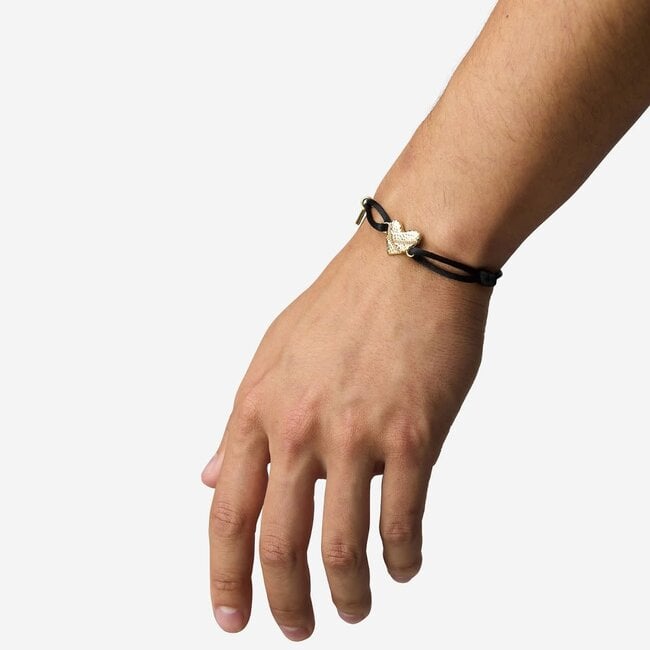 Buddha to Buddha Buddha to Buddha Armband 546BL GV Cord met Hart Zilver met Geelgouden Plating