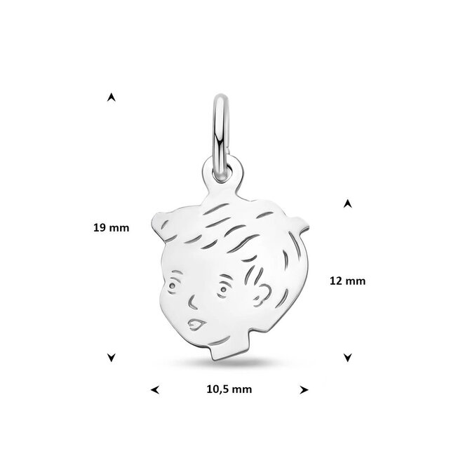 Blinckers Jewellery Huiscollectie BJ Bedels 10.05203 Zilver Jongen Kinderkop. 12mm x 10,5mm