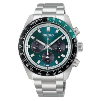 Seiko Seiko Horloge HBJ003P1 Prospex Staal Solar Chronograaf met Groene Wijzerplaat 41mm