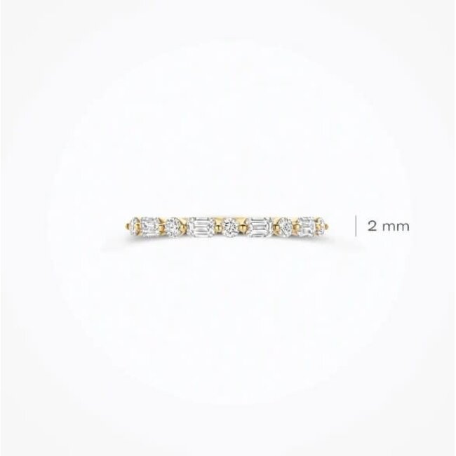 Blush Blush Ring LG1065Y/54 14k Geelgoud met 0.26crt en 0.18crt GSI Labgrown Briljant en Baquette geslepen Diamant Maat 54