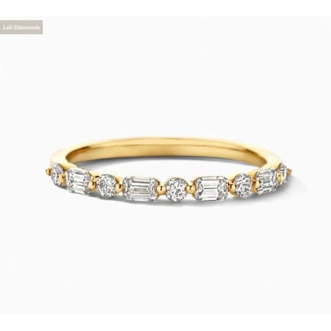 Blush Blush Ring LG1065Y/54 14k Geelgoud met 0.26crt en 0.18crt GSI Labgrown Briljant en Baquette geslepen Diamant Maat 54