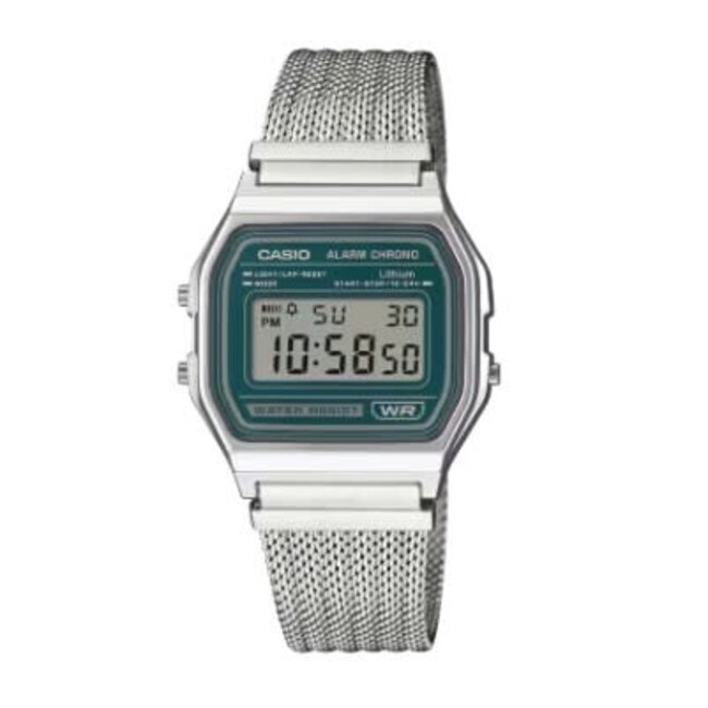 Casio Casio Vintage Horloge A158WEM-3EF Staal Quartz Digitaal met Meshband 32mm