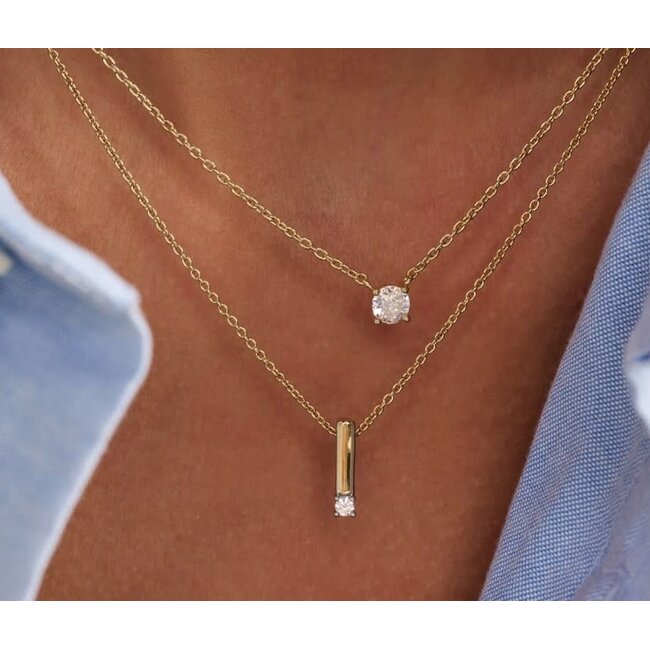 Ti Sento Milano Ti Sento Collier 34131ZY/42 Zilver met Geelgouden Plating en Zirkonia 42cm