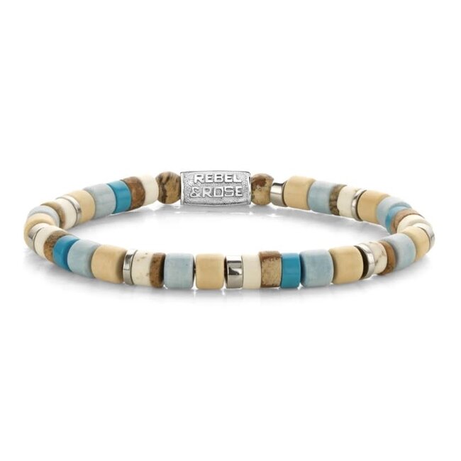 Rebel & Rose Rebel & Rose Armband RR-60155-S-M Slices Sunny Beach 6mm Maat M