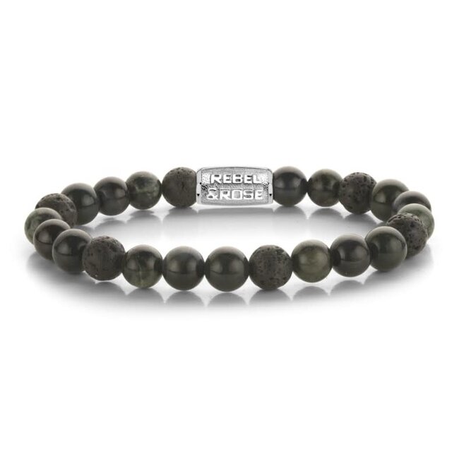 Rebel & Rose Rebel & Rose Armband RR-80130-S-L Deep Forest 8mm Maat L