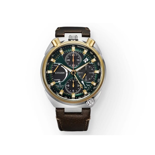 Citizen Citizen Horloge AV0104-06W Promaster Land Racing Staal Bi-color Eco-drive Chronograaf 200m Waterdicht met Groene Wijzerplaat 44.5mm Limited Edition