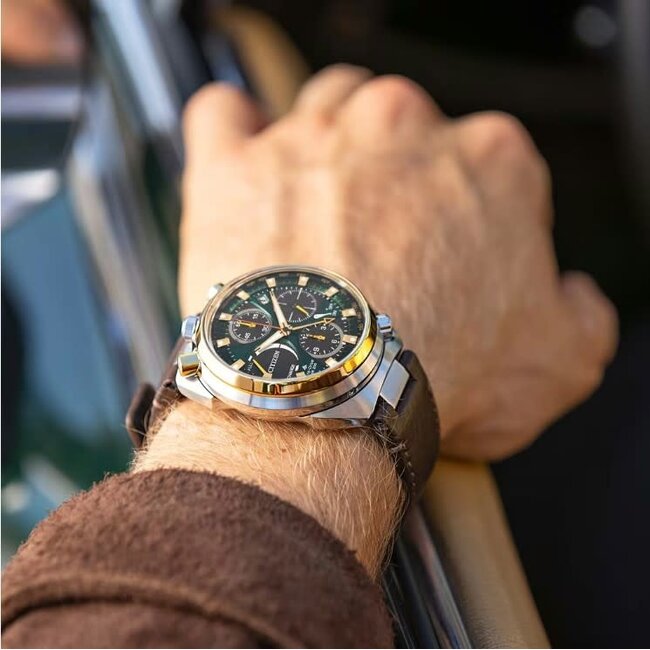 Citizen Citizen Horloge AV0104-06W Promaster Land Racing Staal Bi-color Eco-drive Chronograaf 200m Waterdicht met Groene Wijzerplaat 44.5mm Limited Edition