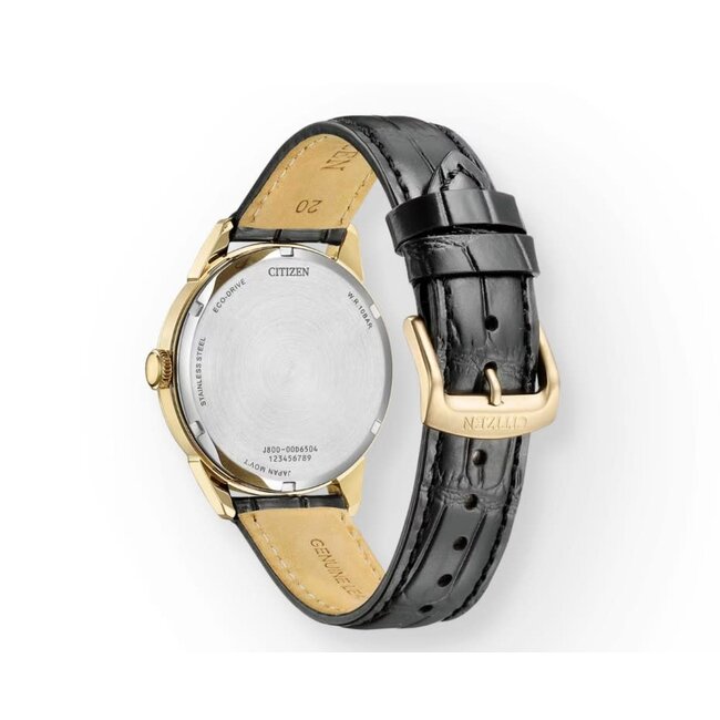 Citizen Citizen Horloge AW0153-04A Staal met Rosegouden Plating Eco-drive met Zwart Leren Horlogeband 40.5mm