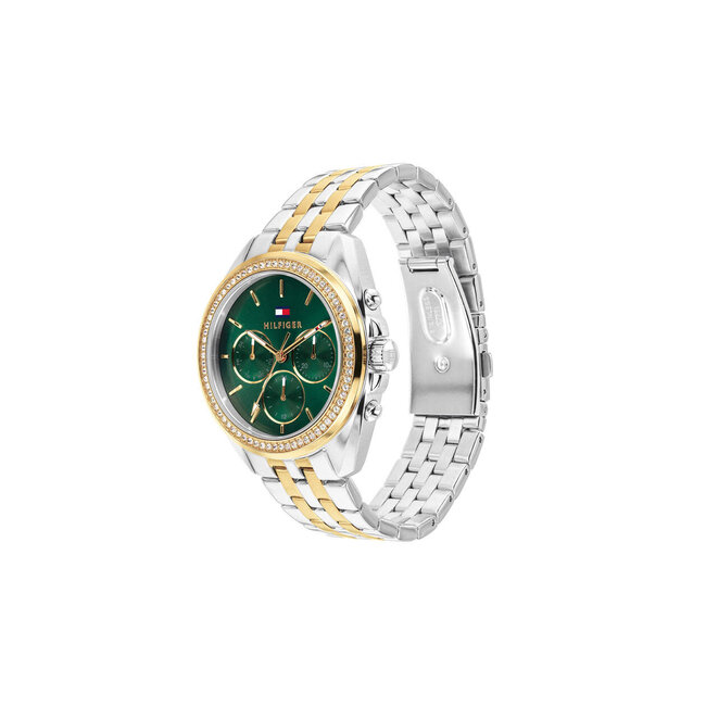 Tommy Hilfiger Tommy Hilfiger Horloge TH1782969 Mellie Staal Bi-color Quartz Chronograaf met Groene Wijzerplaat 36mm