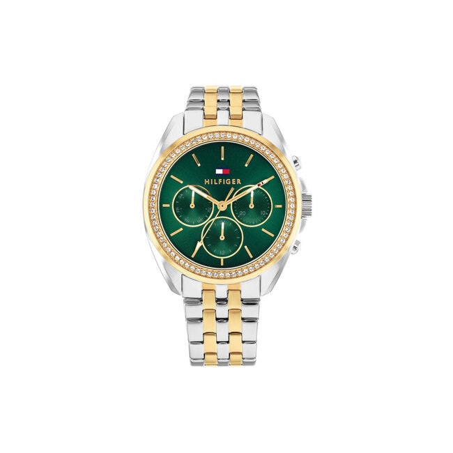 Tommy Hilfiger Tommy Hilfiger Horloge TH1782969 Mellie Staal Bi-color Quartz Chronograaf met Groene Wijzerplaat 36mm