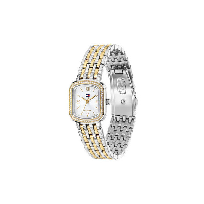 Tommy Hilfiger Tommy Hilfiger Horloge TH1782922 Abby Staal Bi-Color Quartz met Zilverkleurige Wijzerplaat met Zirkonia 22x24.5mm