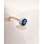 Excellent Jewelry Excellent Ring RG415615-56 14k Bi-color met Ovale Saffier en 0.13crt Diamant H SI Maat 56