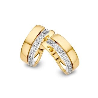 Excellent Jewelry Excellent Oorbellen OP416158 14k Geelgoud met 0.10crt H SI Diamant 5mm x 12mm