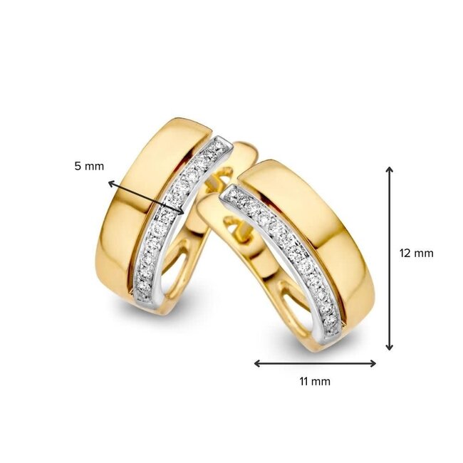 Excellent Jewelry Excellent Oorbellen OP416158 14k Geelgoud met 0.10crt H SI Diamant 5mm x 12mm