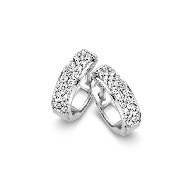 Excellent Jewelry Excellent Oorbellen OG216593 14k Witgoud met 0.32crt H SI Diamant 3.7mm x 12mm