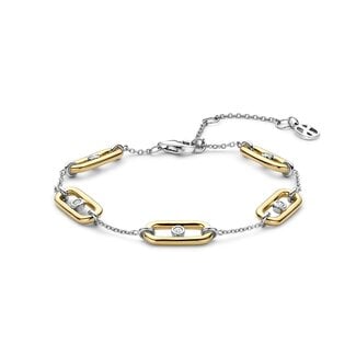 Ti Sento Milano Ti Sento Armband 23111ZY Zilver met 14k Geelgouden Plating Schakel met Zirkonia