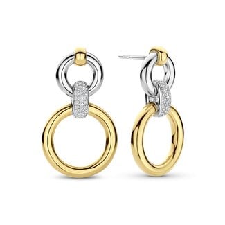 Ti Sento Milano Ti Sento Oorbellen 78089ZY Zilver met 14k Geelgouden Plating met Zirkonia