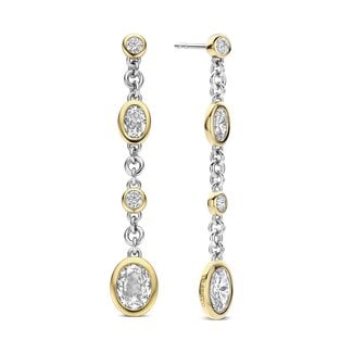 Ti Sento Milano Ti Sento Oorbellen 78104ZY Zilver met 14k Geelgouden Plating Schakels met Ovale Zirkonia