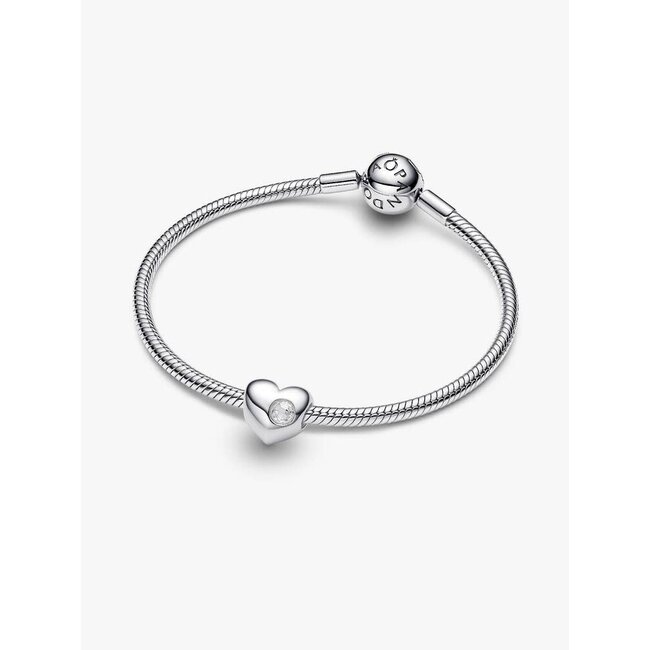 Pandora Pandora Bedel 794161C04 Zilver met Witte Steen April