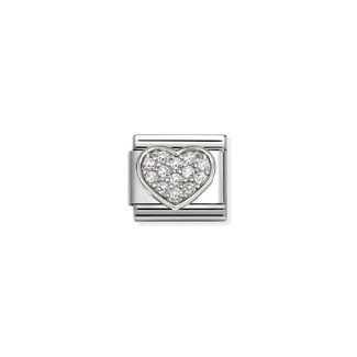 Nomination Nomination Schakel 330322-24  Composable Classic Staal met Zilver Hart met Zirkonia