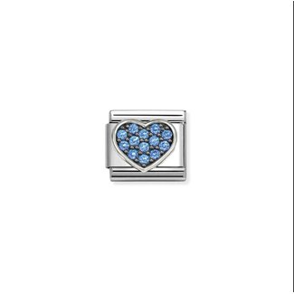 Nomination Nomination Schakel 330322-28  Composable Classic Staal met Symbol  Zilver Hart met Blauw Zirkonia