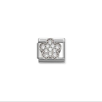 Nomination Nomination Schakel 330322-31  Composable Classic Staal met Symbol Zilver Bloem met Zirkonia