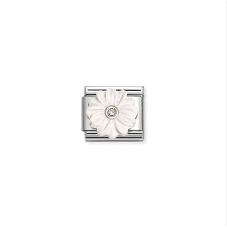 Nomination Nomination Schakel 330512-23  Composable Classic Staal met Symbol Witte Bloem met Zirkonia